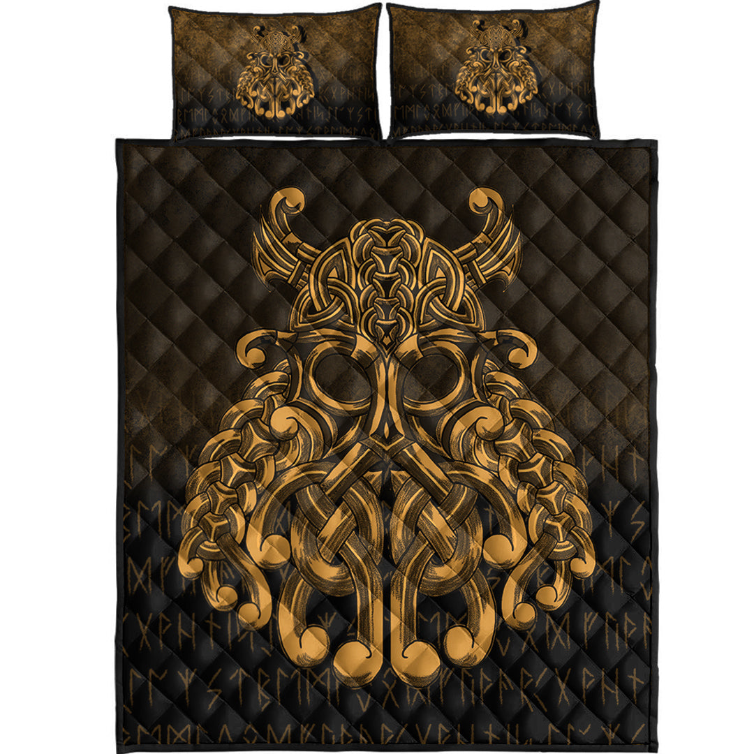 Viking Quilt Bedding Set Viking Odin Valhalla Gold Version