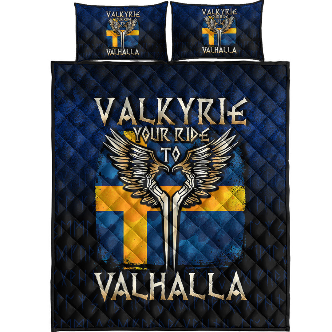 Viking Quilt Bedding Set Valkyrie Your Ride to Valhalla Sweden