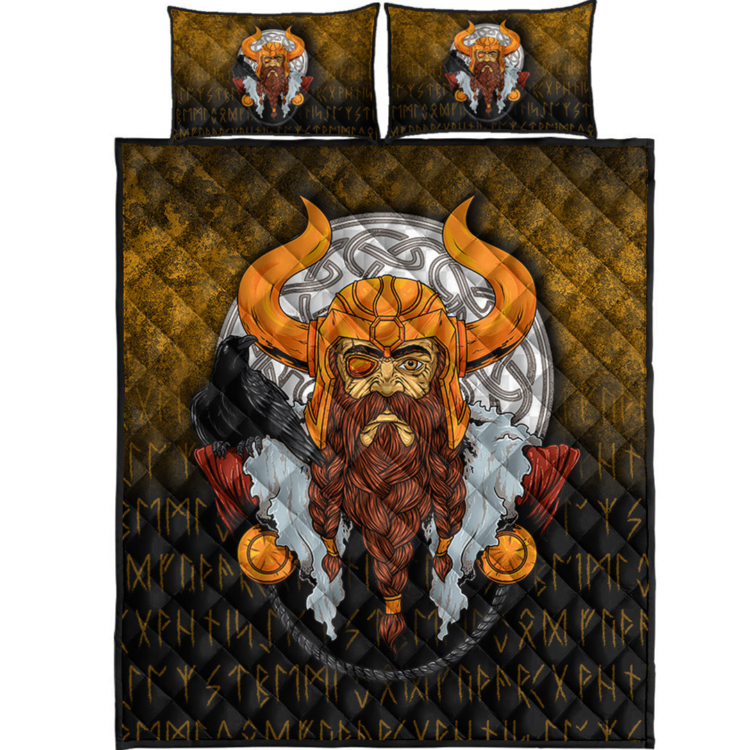 Viking Quilt Bedding Set Viking God Odin Raven