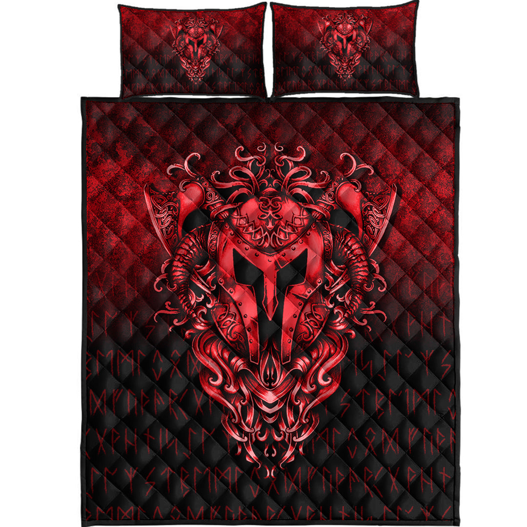 Viking Quilt Bedding Set The Armor Of Viking Red Version