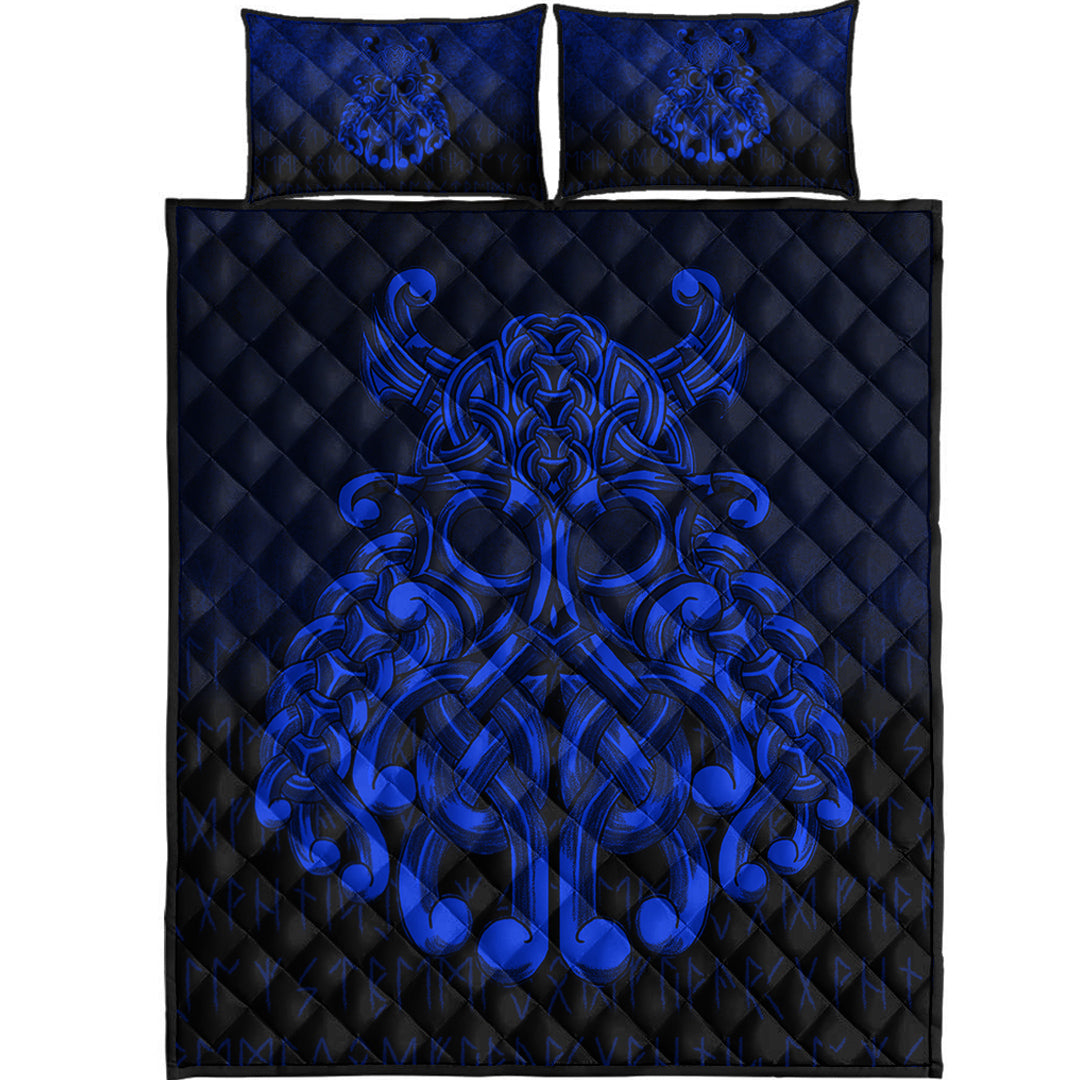 Viking Quilt Bedding Set Viking Odin Valhalla Blue Version