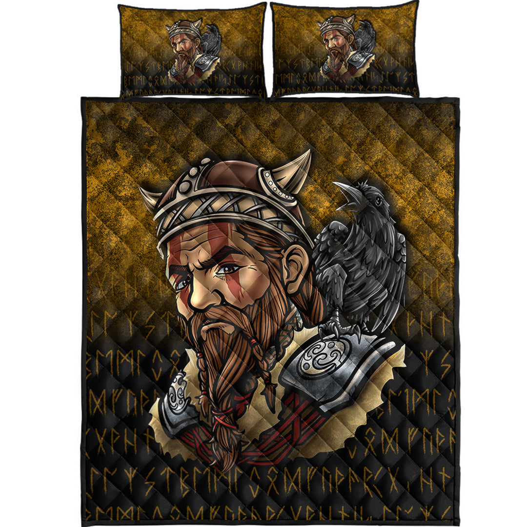 Viking Quilt Bedding Set Viking Warrior Odin Valhalla Raven