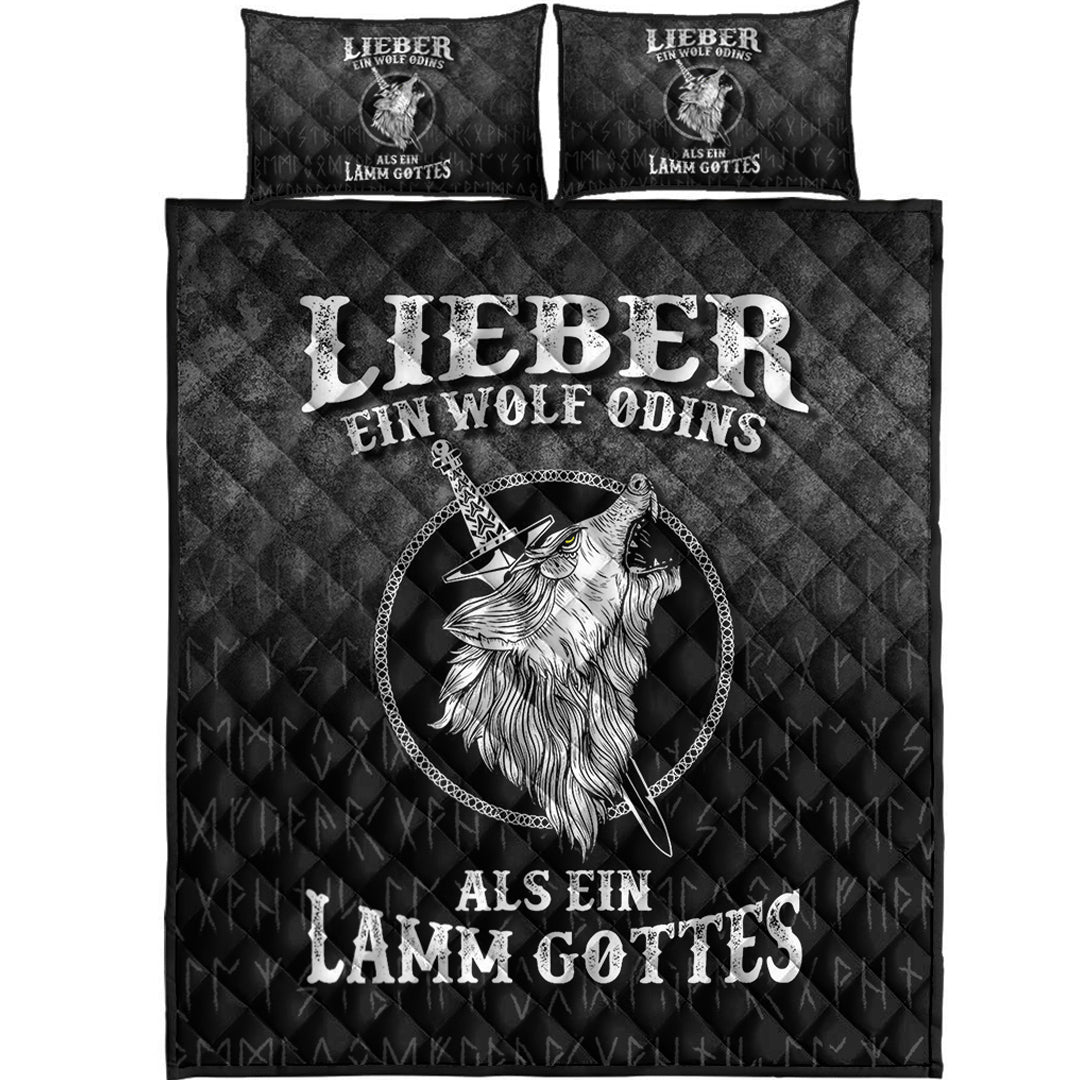 Viking Quilt Bedding Set Lieber Ein Wolf Odins Als Ein Lamm Gottes