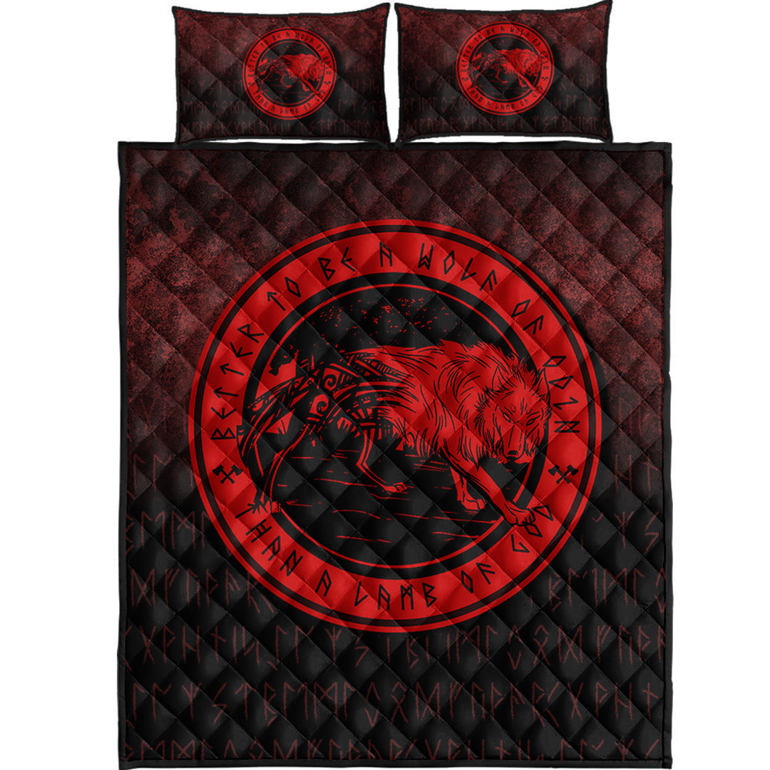 Viking Quilt Bedding Set Wolf Of Odin Red Version