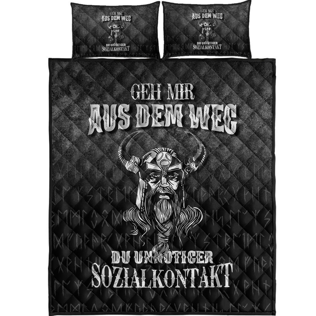 Viking Quilt Bedding Set Geh mir aus dem Weg du unnotiger Sozialkontakt