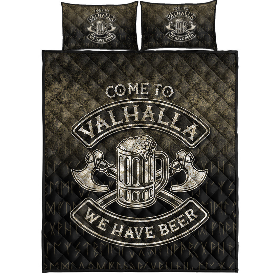 Viking Quilt Bedding Set Come To Valhalla We Have Beer Funny Nordic Style