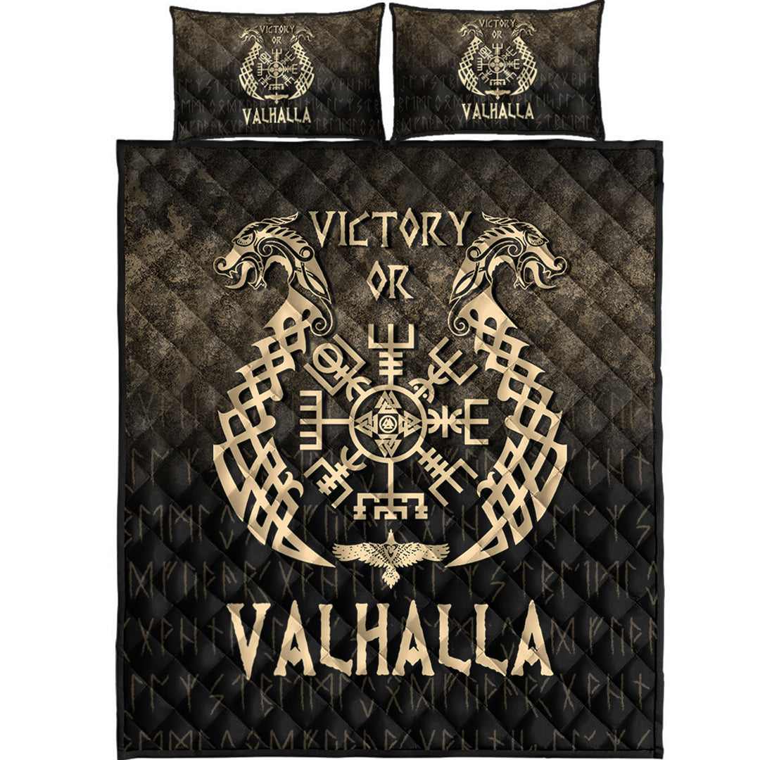 Viking Quilt Bedding Set Victory or Valhalla Gold Version