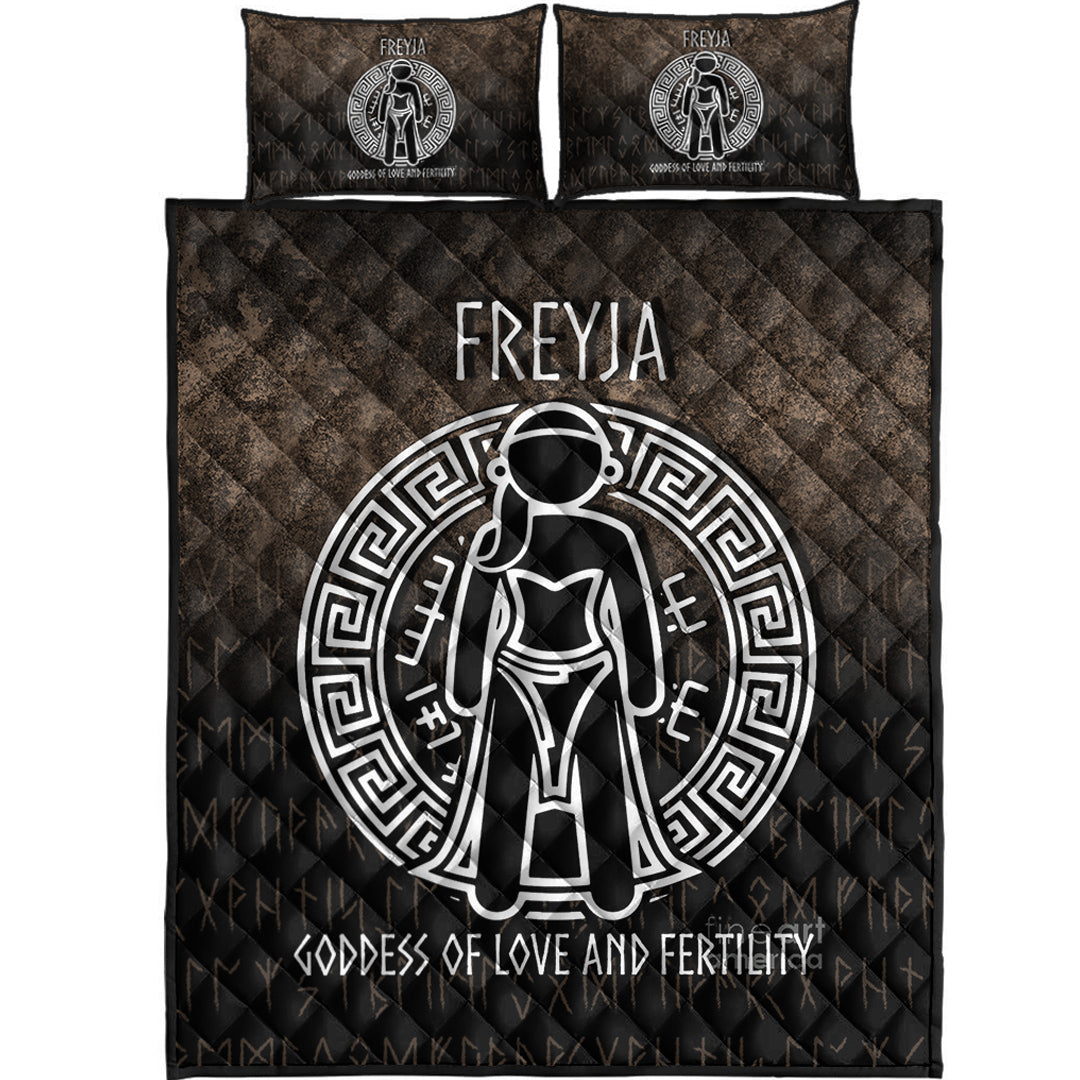 Viking Quilt Bedding Set Freyja the Goddess of Love and Fertility