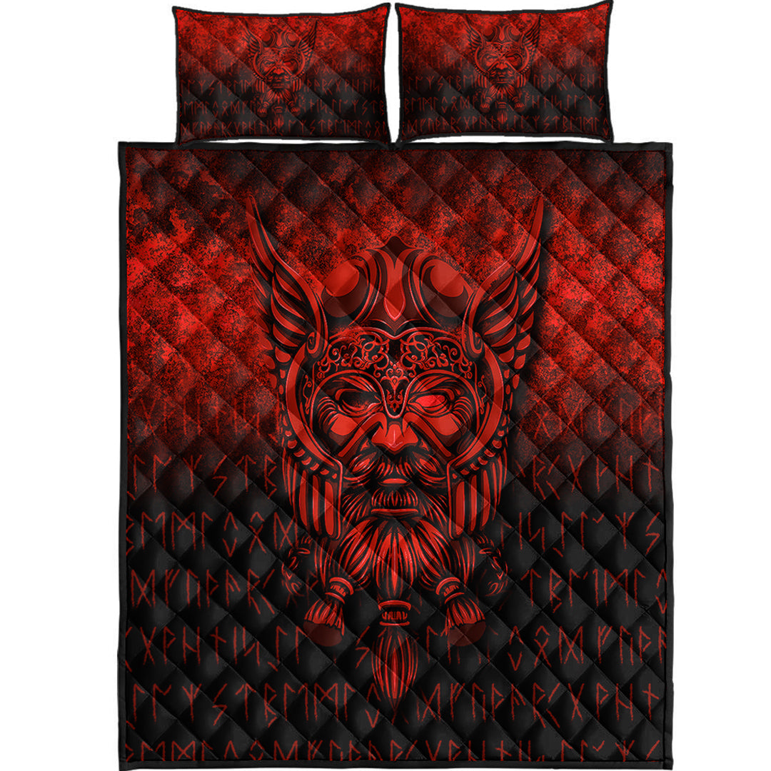 Viking Quilt Bedding Set Viking Odin Allfather In Asgard Red Version