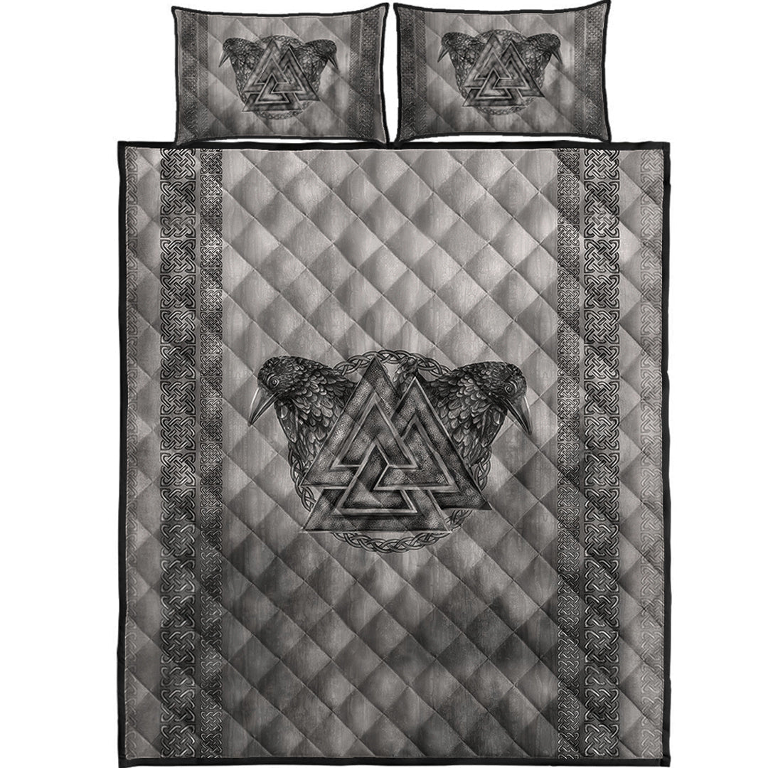 Viking Quilt Bedding Set Viking Valknut and Raven