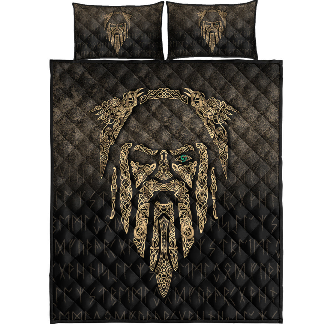 Viking Quilt Bedding Set Eye of Odin Gold Version