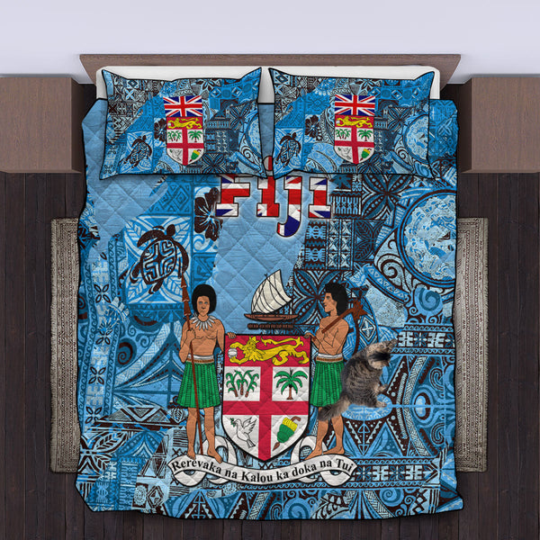 Fiji Flag & Coat Of Arms Quilt Bed Set