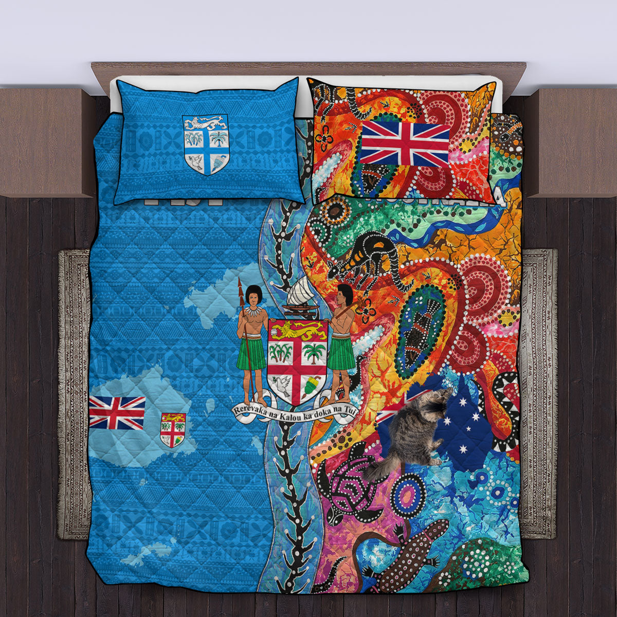 Fiji Tapa & Australia Aboriginal Quilt Bed Set