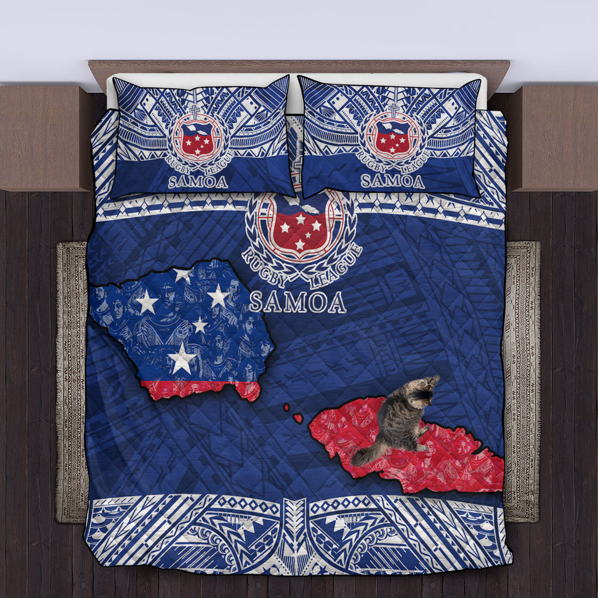 Samoa TOA Rugby Quilt Bed Set Map Style