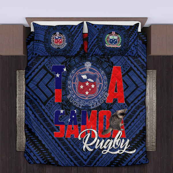 Polynesian Samoa Quilt Bed Set Toa Samoa Rugby Ula Fala Style