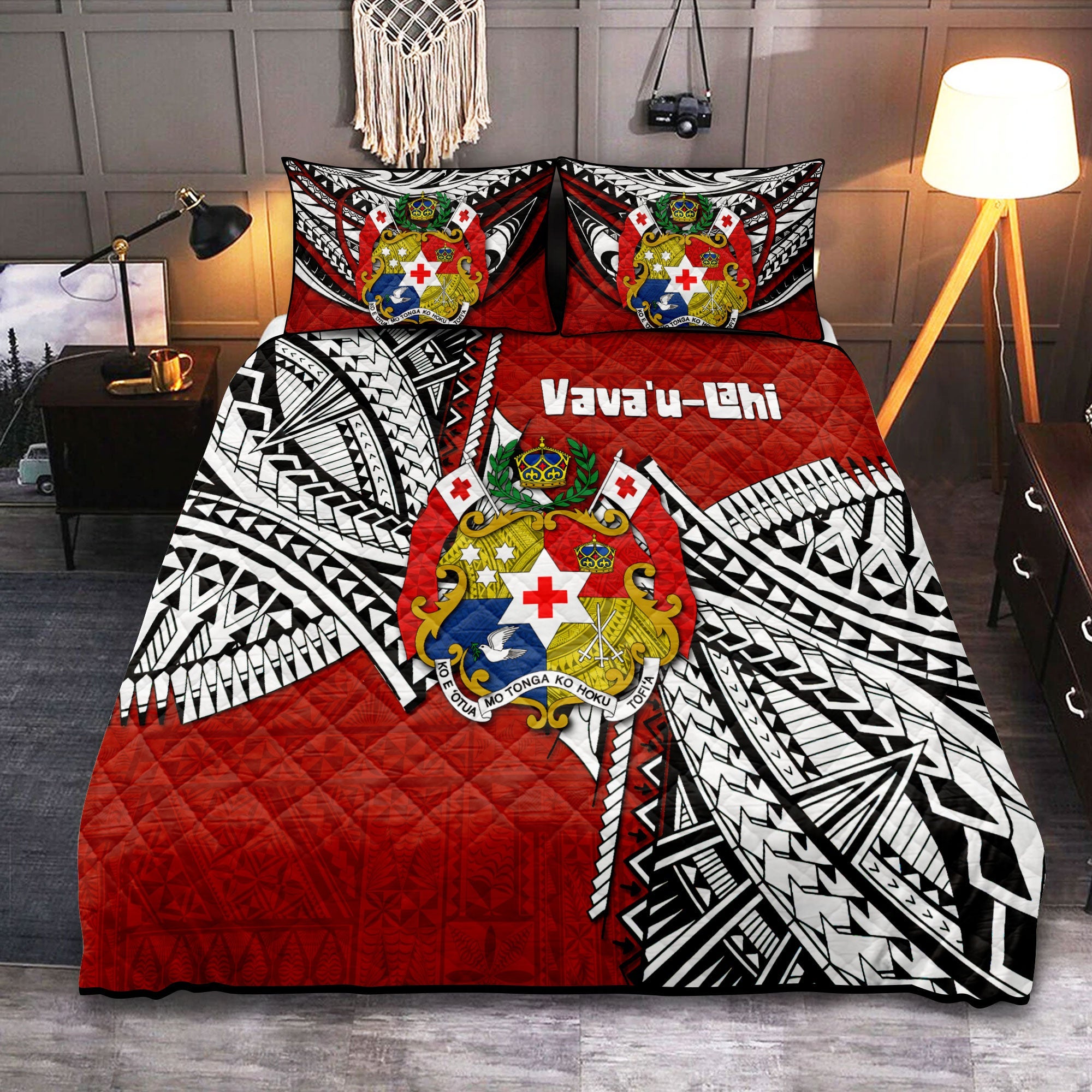 Tonga Vava'u Lahi Coat Of Arms Quilt Bed Set