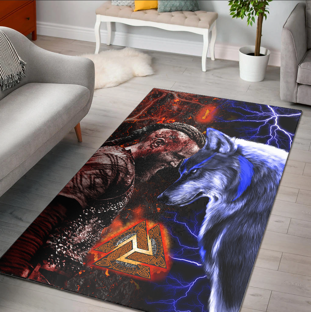 Viking Area Rug Ragnar And Wolf