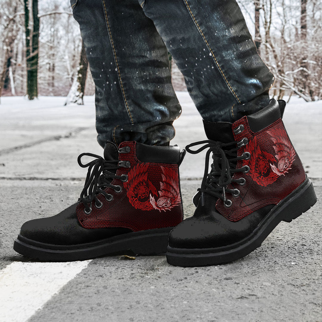 Viking All Season Boots Ragnarok Huginn Muninn Red