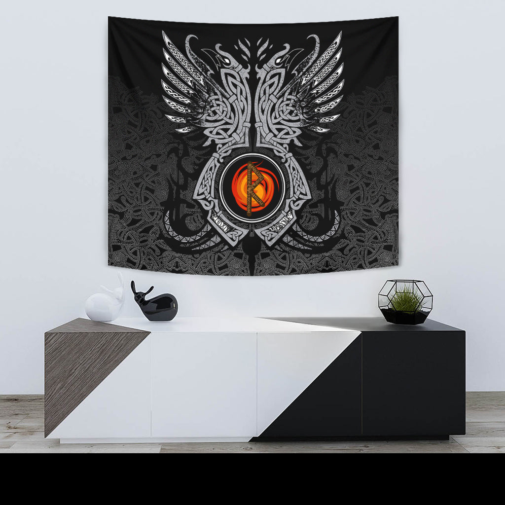 Viking Tapestry Raido Rune Raven Tattoo