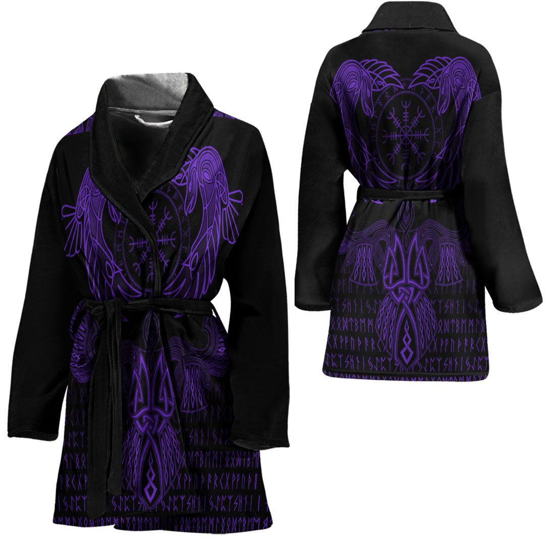 Viking Bath Robe Raven Of Odin Purple