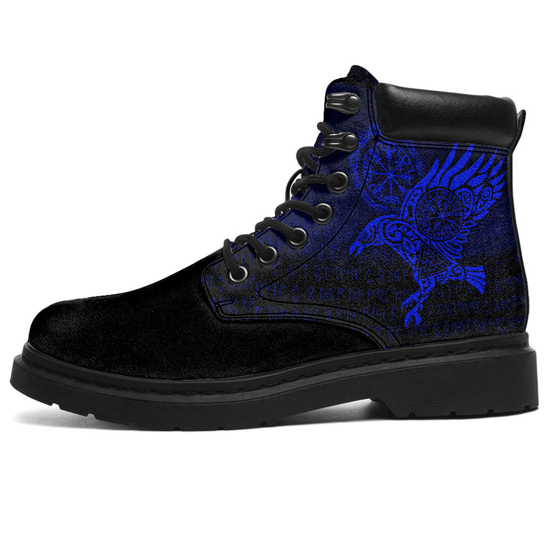 Viking All Season Boots Raven Vegvisir Tattoo Blue