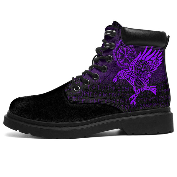 Viking All Season Boots Raven Vegvisir Tattoo Purple