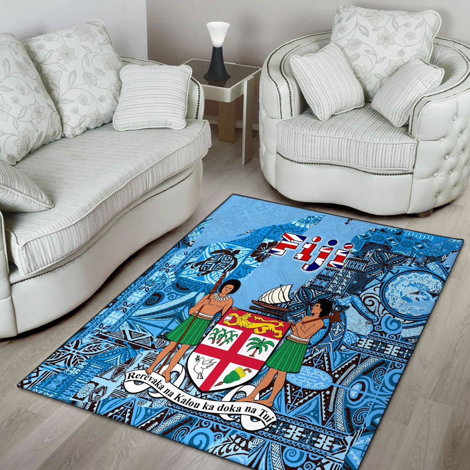 Fiji Flag & Coat Of Arms Area Rug