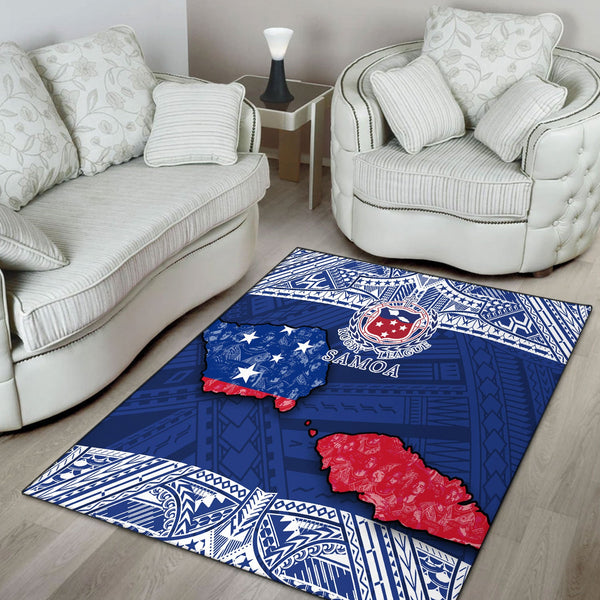 Samoa TOA Rugby Area Rug Map Style