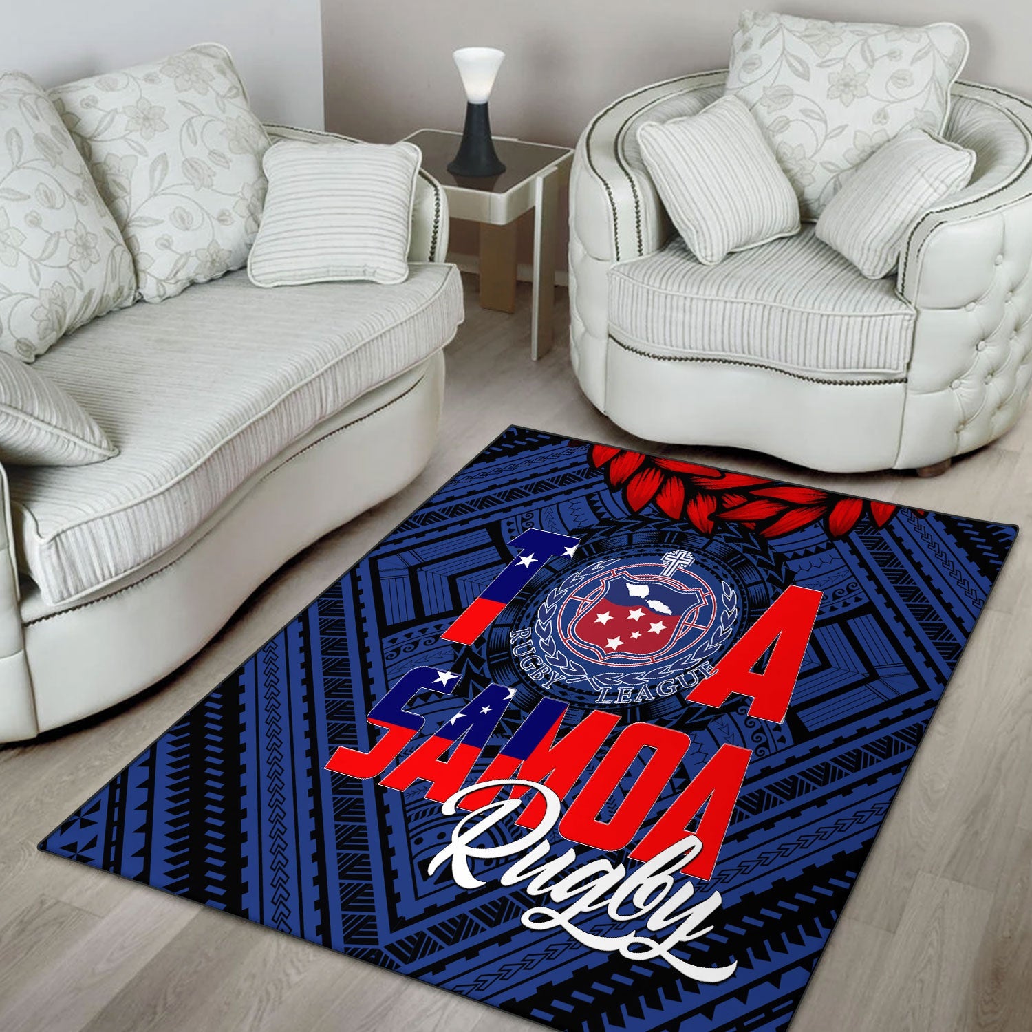 Polynesian Samoa Area Rug Toa Samoa Rugby Ula Fala Style