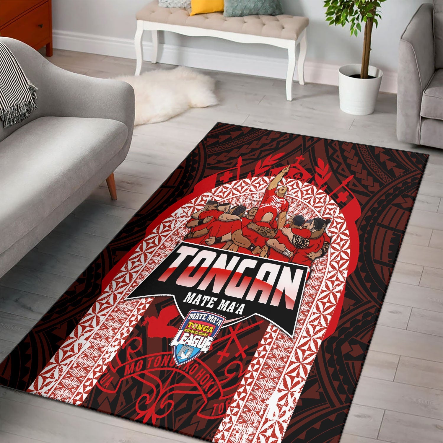 Tonga Mate Ma'a Rugby League Area Rug