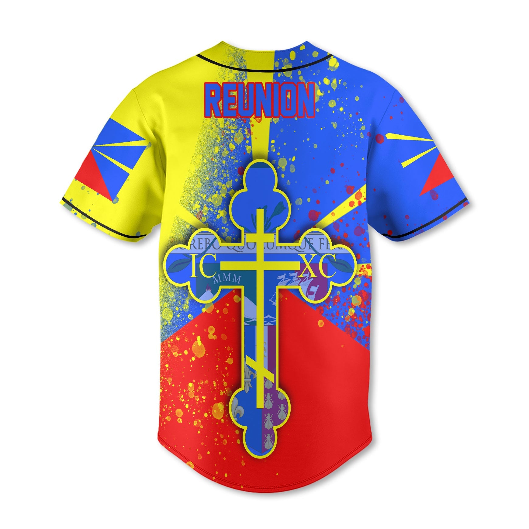 Reunion Baseball Jersey Flag & Coat Of Arms Orthodox Style