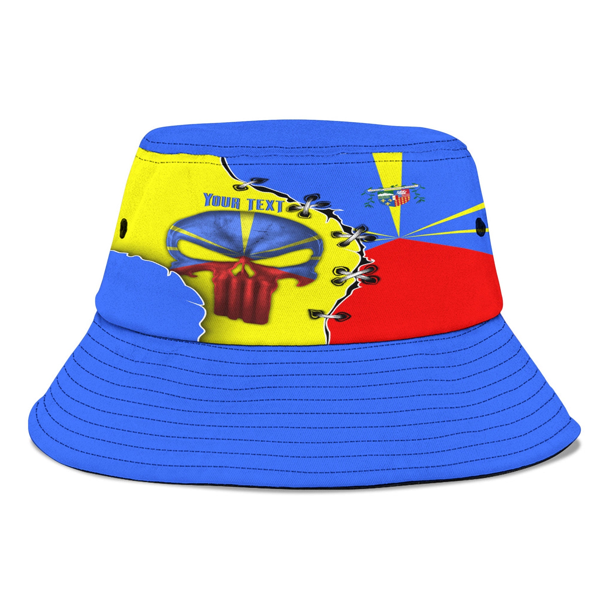 Reunion Bucket Hat Flag & Coat Of Arms Skull Style – To The Closet