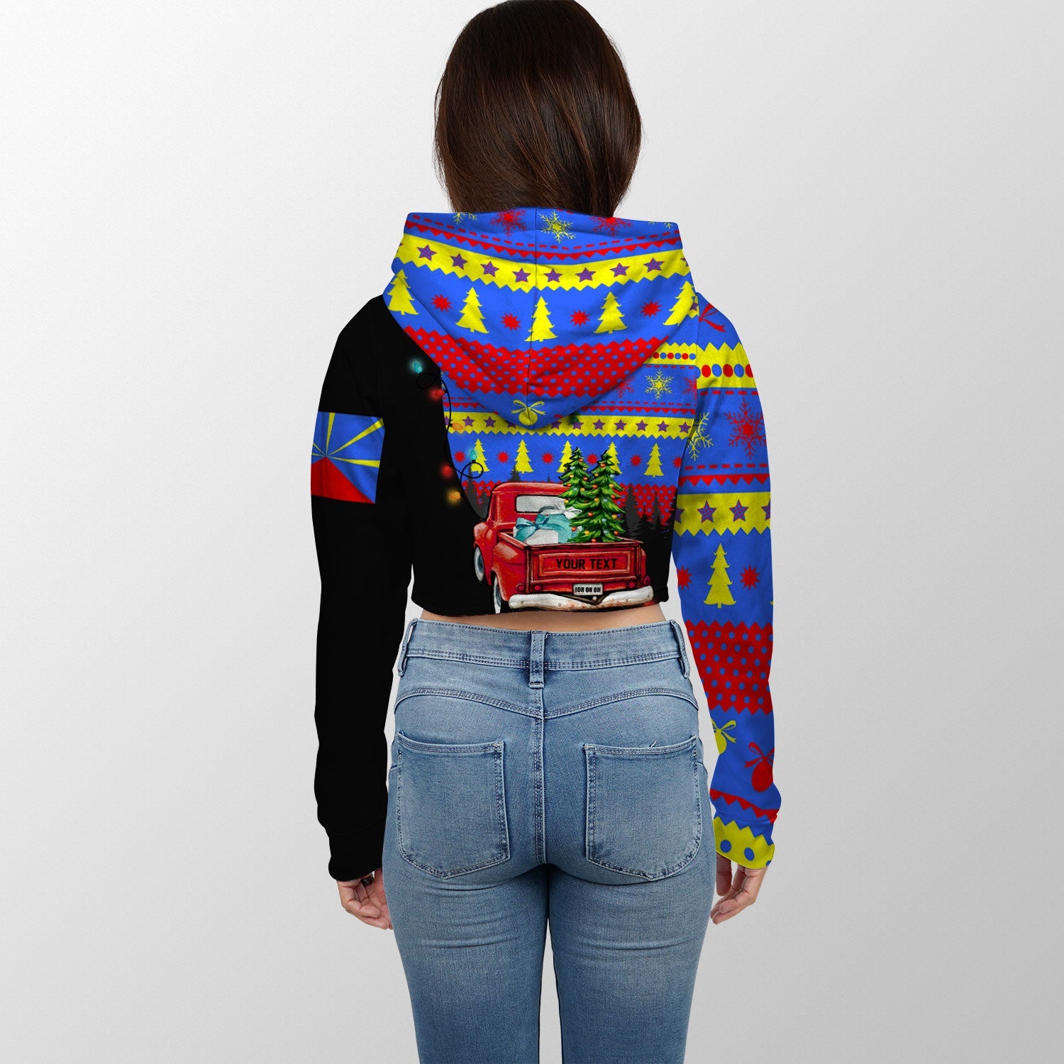 Reunion Crop Hoodie Coat Of Arms Christmas Style