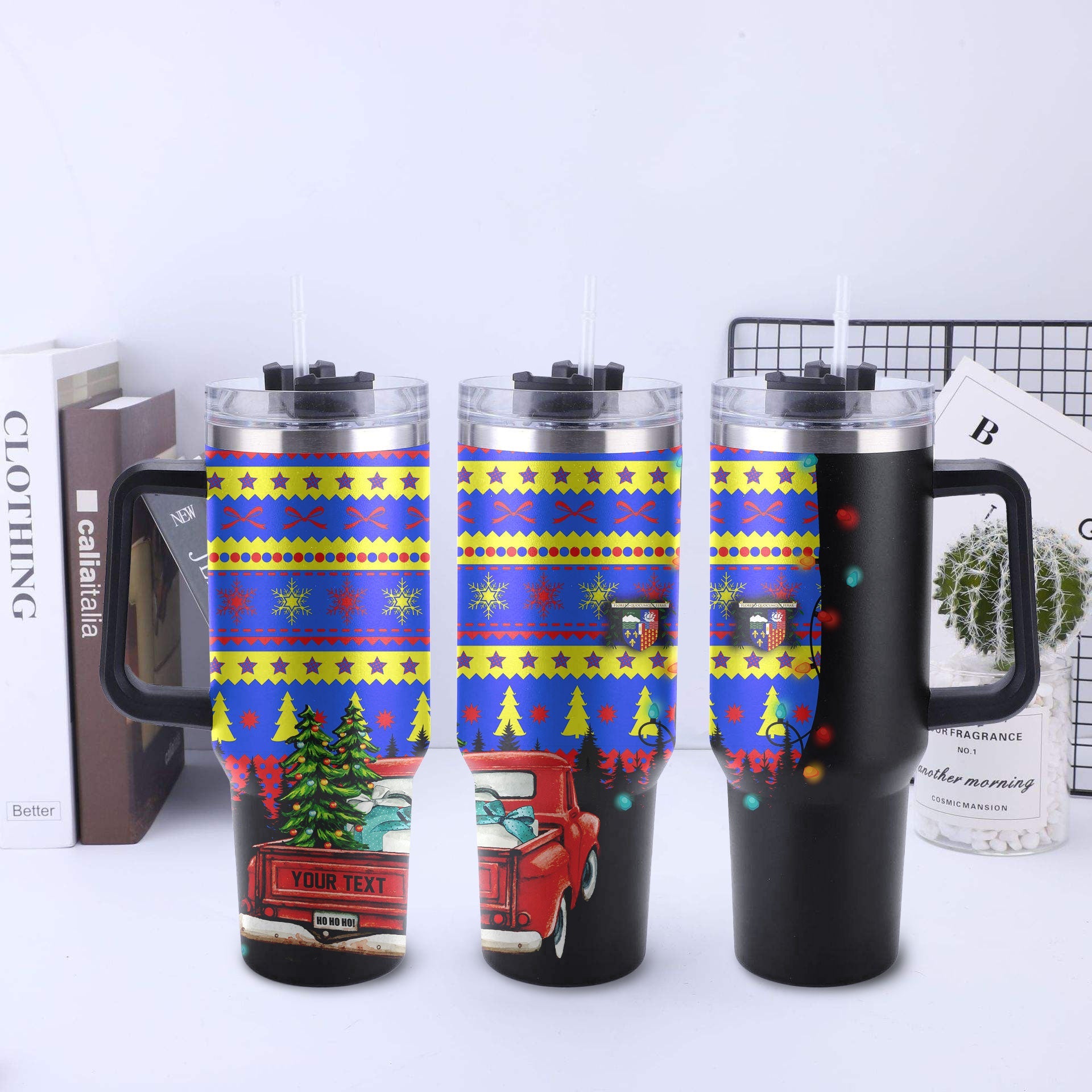 Reunion Handle Tumbler Coat Of Arms Christmas Style