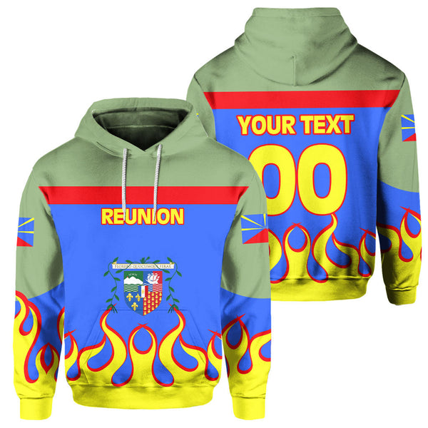 Reunion Hoodie Flag & Coat Of Arms Fire Hockey Style