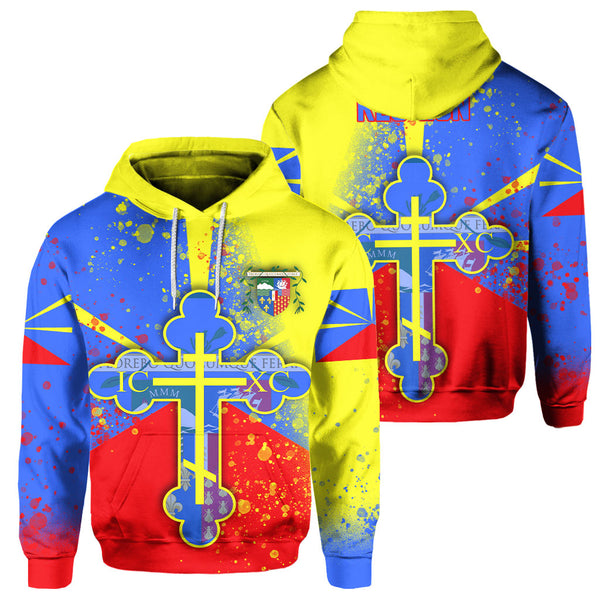 Reunion Hoodie Flag & Coat Of Arms Orthodox Style