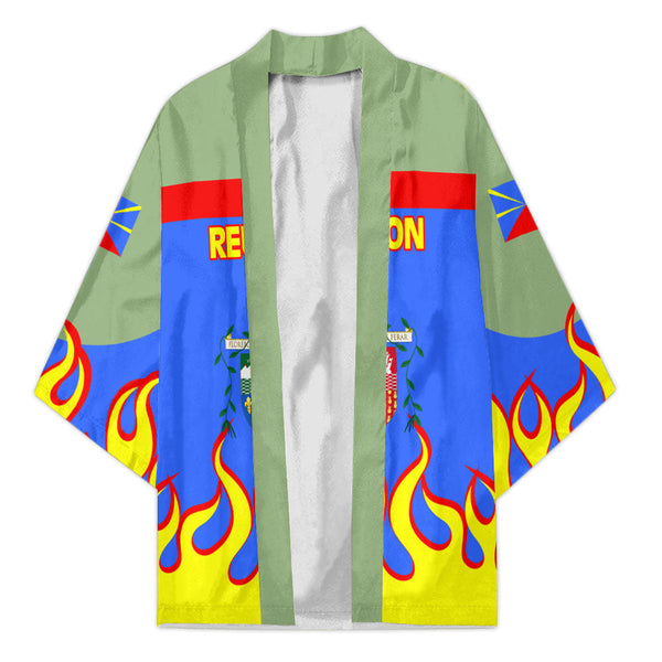 Reunion Kimono Flag & Coat Of Arms Fire Hockey Style