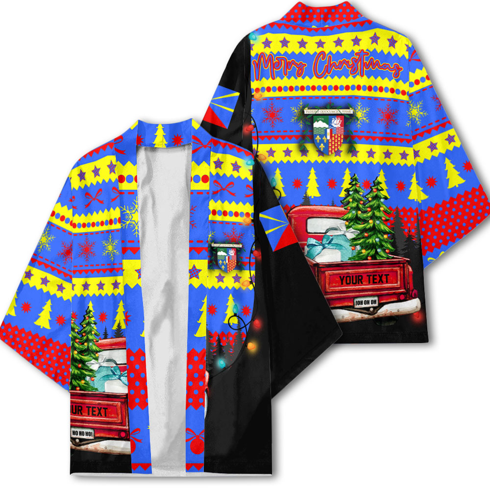 Reunion Kimono Coat Of Arms Christmas Style