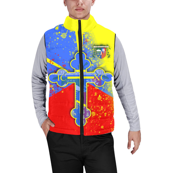 Reunion Men Padded Jacket Vest Flag & Coat Of Arms Orthodox Style