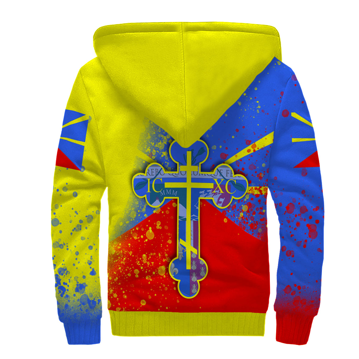 Reunion Sherpa Hoodie Flag & Coat Of Arms Orthodox Style