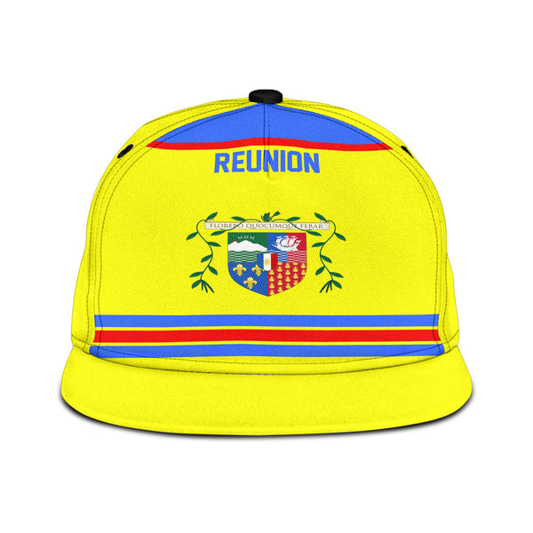 Reunion Snapback Hat Flag & Coat Of Arms Hockey Style