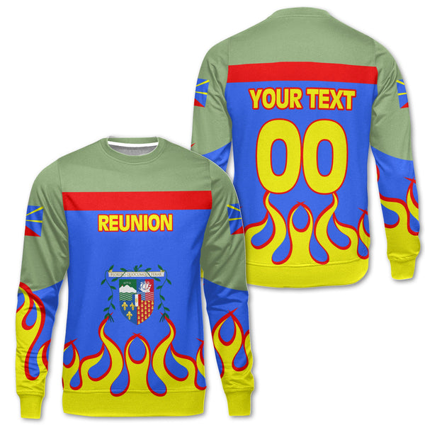 Reunion Sweatshirt Flag & Coat Of Arms Fire Hockey Style