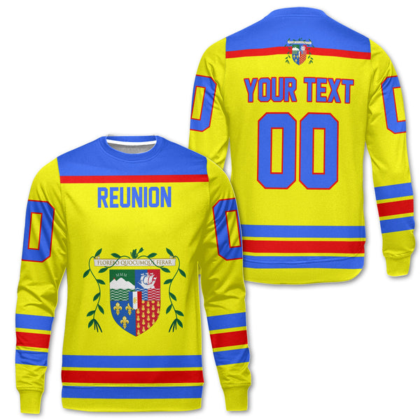 Reunion Sweatshirt Flag & Coat Of Arms Hockey Style