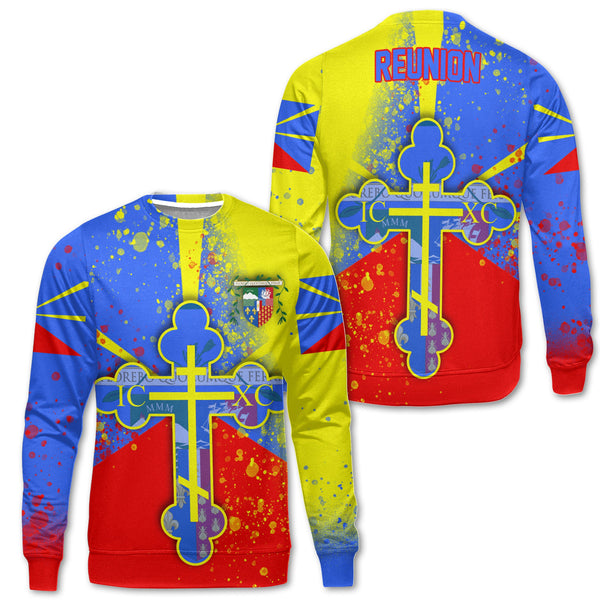 Reunion Sweatshirt Flag & Coat Of Arms Orthodox Style