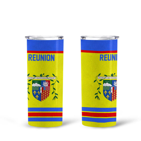 Reunion Tall Glitter Tumbler Flag & Coat Of Arms Hockey Style