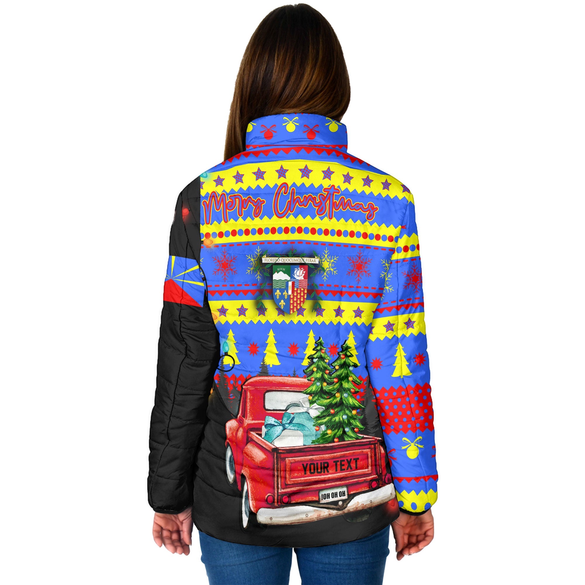 Reunion Women Padded Jacket Coat Of Arms Christmas Style