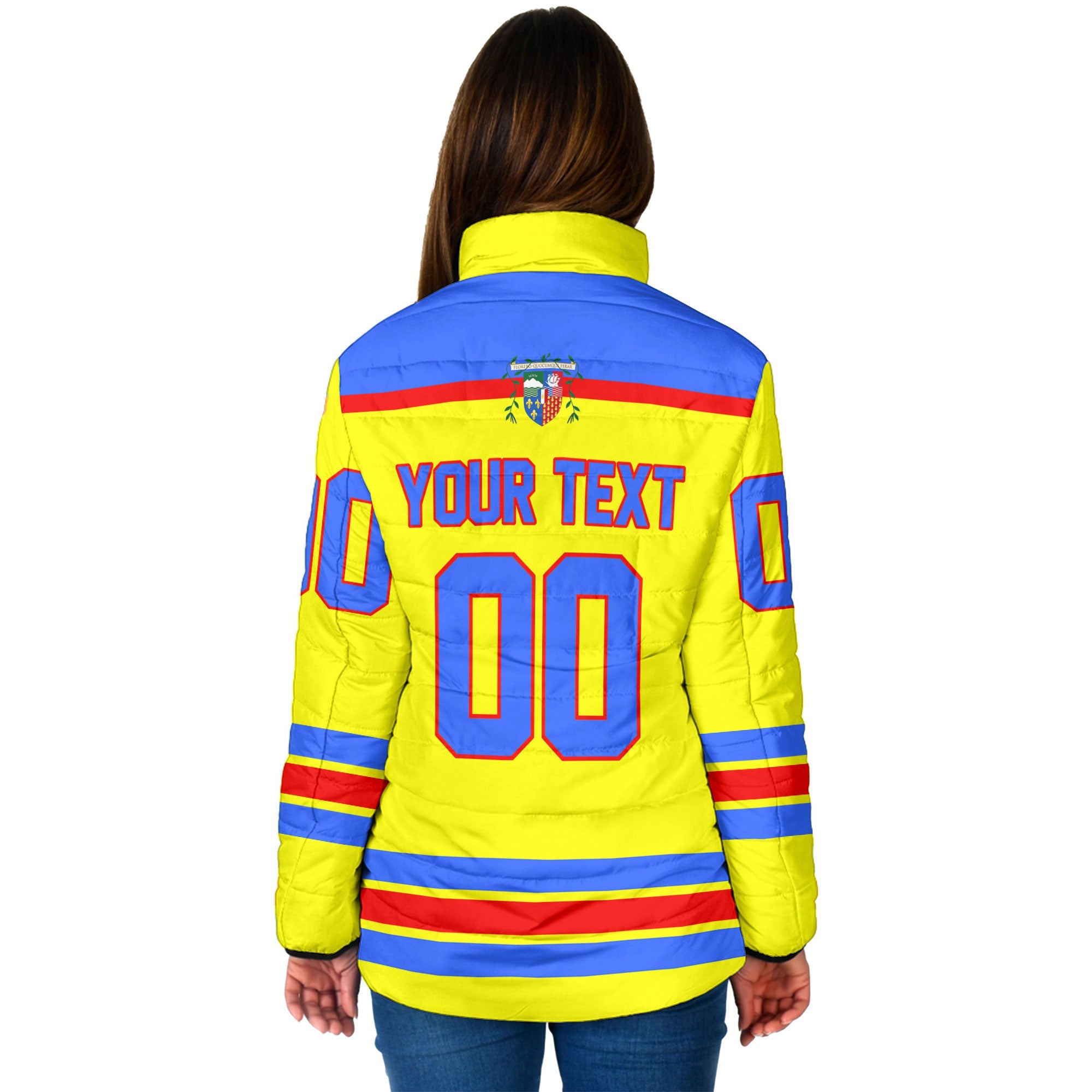 Reunion Women Padded Jacket Flag & Coat Of Arms Hockey Style