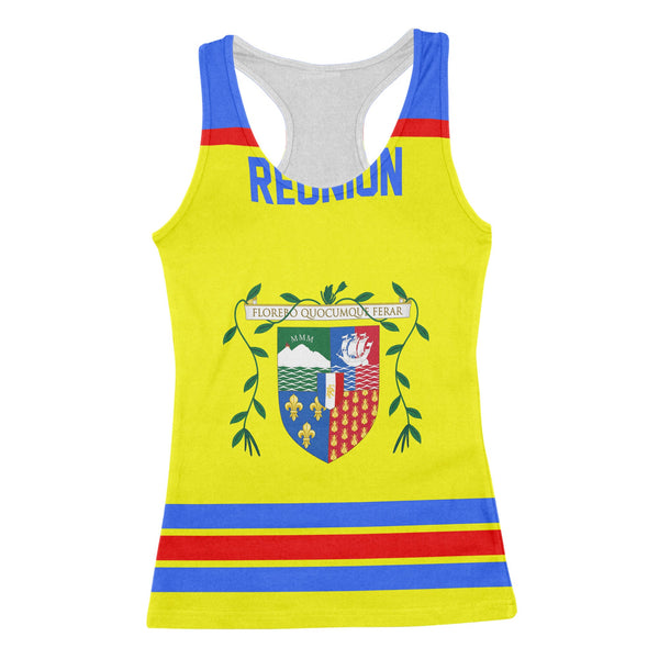 Reunion Women Tank Top Flag & Coat Of Arms Hockey Style