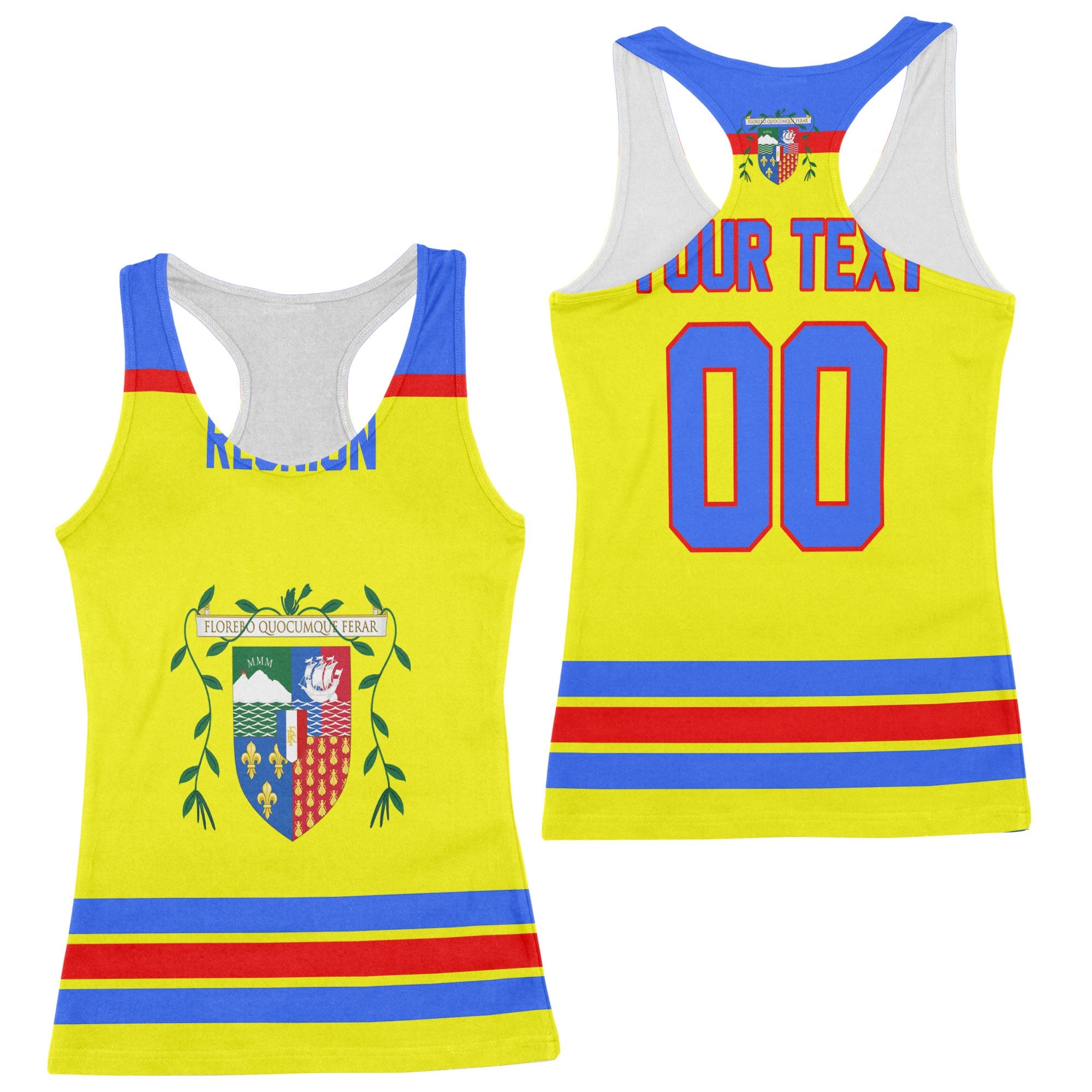 Reunion Women Tank Top Flag & Coat Of Arms Hockey Style