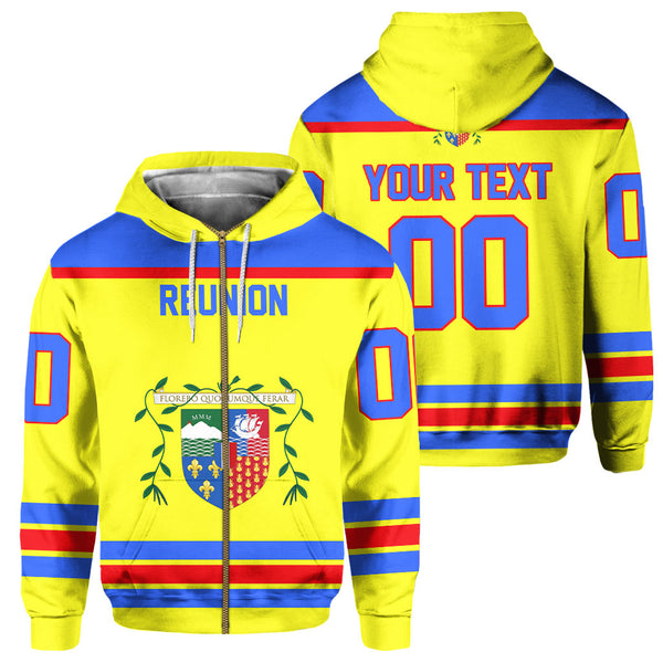 Reunion Zip Hoodie Flag & Coat Of Arms Hockey Style